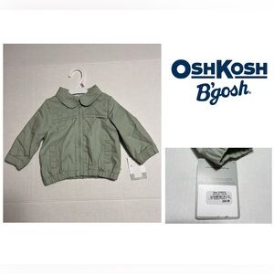 🆕OSHKOSH - 9M - NWT - INFANT GIRLS GREEN ZIP UP EYELET WOVEN JACKET / COAT